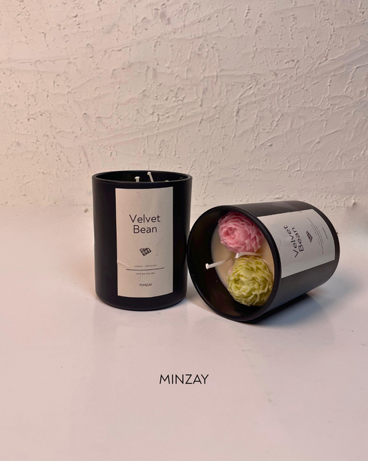 MINZAY Vanilla Bean candle, hand-poured in a bee-soy wax blend
