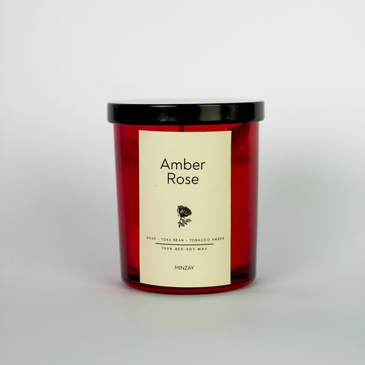MINZAY Amber Rose scented candle jar